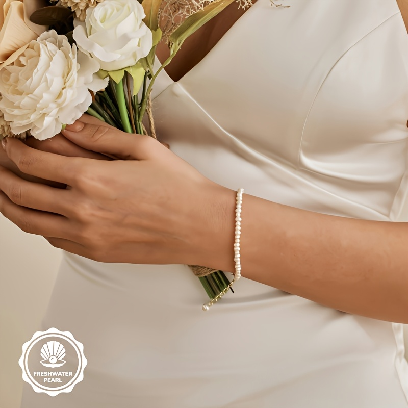 Bridal Freshwater Pearls Bracelet 3 4mm with Chain Extender